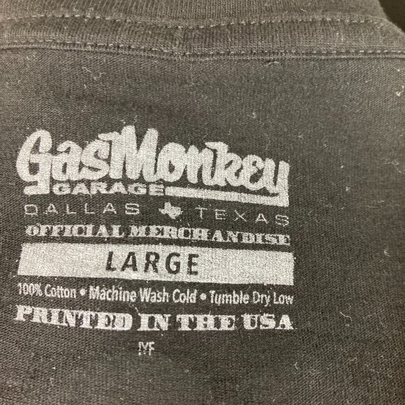 GasMonkey Garage Long Sleeve Graphic Black Checkered Sleeves T-Shirt Size L USA - Picture 8 of 10